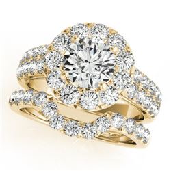 2.3 CTW Certified VS/SI Diamond 2Pc Wedding Set Solitaire Halo 14K Yellow Gold - REF-270H9W - 30887