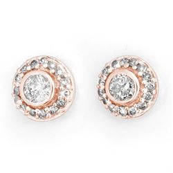 0.90 CTW Certified VS/SI Diamond Solitaire Stud Earrings 14K Rose Gold - REF-91K3R - 11463