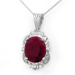 6.39 CTW Ruby & Diamond Pendant 18K White Gold - REF-70T2X - 12761