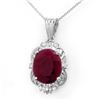 Image 1 : 6.39 CTW Ruby & Diamond Pendant 18K White Gold - REF-70T2X - 12761