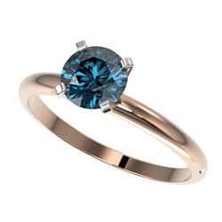 1 CTW Certified Intense Blue SI Diamond Solitaire Engagement Ring 10K Rose Gold - REF-136Y4N - 32891