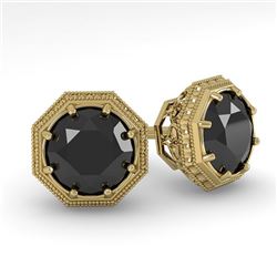 1.0 CTW Black Diamond Stud Solitaire Earrings 18K Yellow Gold - REF-52R5K - 35956