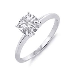 1.0 CTW Certified VS/SI Diamond Solitaire Ring 18K White Gold - REF-294M5F - 12145