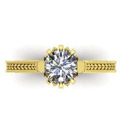 1 CTW Solitaite Certified VS/SI Diamond Ring 14K Yellow Gold - REF-287R3K - 38546