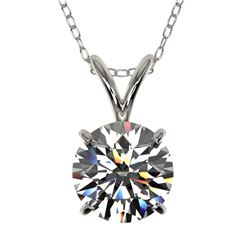 1.26 CTW Certified H-SI/I Quality Diamond Solitaire Necklace 10K White Gold - REF-175W5H - 36773
