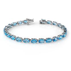 12.90 CTW Blue Topaz Bracelet 10K White Gold - REF-48K2R - 13722