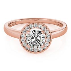 0.90 CTW Certified VS/SI Diamond Solitaire Halo Ring 18K Rose Gold - REF-187K5R - 26315