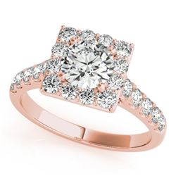 2 CTW Certified VS/SI Diamond Solitaire Halo Ring 18K Rose Gold - REF-430W2H - 26833