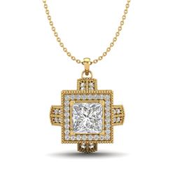 1.46 CTW Princess VS/SI Diamond Micro Pave Necklace 18K Yellow Gold - REF-418T2X - 37195