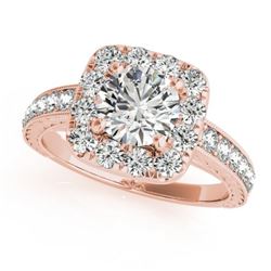1.11 CTW Certified VS/SI Diamond Solitaire Halo Ring 18K Rose Gold - REF-169M6F - 26546