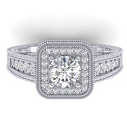 2 CTW Certified VS/SI Diamond Art Deco Halo Ring 14K White Gold - REF-258Y2N - 30495