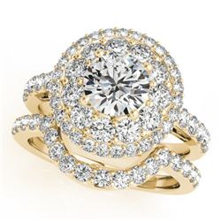 1.88 CTW Certified VS/SI Diamond 2Pc Wedding Set Solitaire Halo 14K Yellow Gold - REF-200R2K - 30935