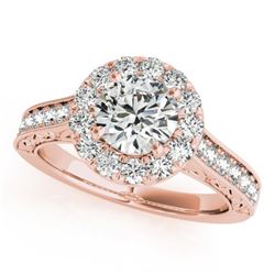 1.7 CTW Certified VS/SI Diamond Solitaire Halo Ring 18K Rose Gold - REF-409W6H - 26513