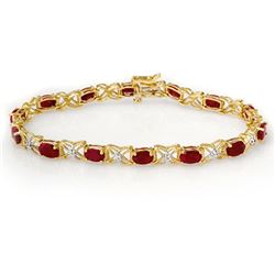 8.55 CTW Ruby & Diamond Bracelet 14K Yellow Gold - REF-78T2X - 13950