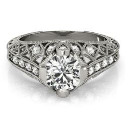 1.25 CTW Certified VS/SI Diamond Solitaire Antique Ring 18K White Gold - REF-384W2H - 27312