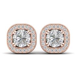 1.35 CTW Certified VS/SI Diamond Stud Micro Halo Earrings 14K Rose Gold - REF-177K3R - 30433