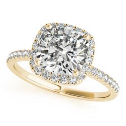 1.08 CTW Certified VS/SI Cushion Diamond Solitaire Halo Ring 18K Yellow Gold - REF-227Y8N - 27209