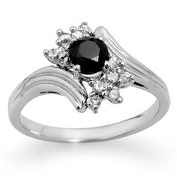 0.75 CTW Vs Certified Black & White Diamond Ring 10K White Gold - REF-36M2F - 14023
