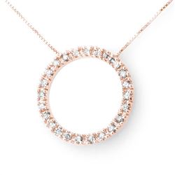 0.33 CTW Certified VS/SI Diamond Necklace 14K Rose Gold - REF-39K5R - 13809