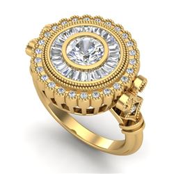 2.03 CTW VS/SI Diamond Solitaire Art Deco Ring 18K Yellow Gold - REF-327W3H - 37081