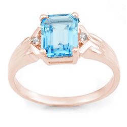 2.03 CTW Blue Topaz & Diamond Ring 18K Rose Gold - REF-35F5M - 11069