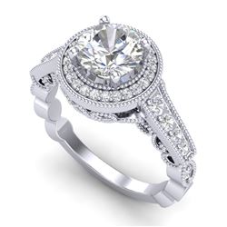 1.91 CTW VS/SI Diamond Art Deco Ring 18K White Gold - REF-543R6K - 36974