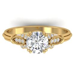 1.15 CTW Certified VS/SI Diamond Solitaire Art Deco Ring 14K Yellow Gold - REF-281K8R - 30551