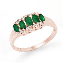 0.77 CTW Emerald & Diamond Ring 18K Rose Gold - REF-37N5Y - 12393