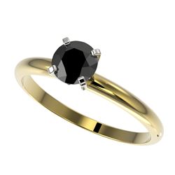 0.75 CTW Fancy Black VS Diamond Solitaire Engagement Ring 10K Yellow Gold - REF-28H5W - 32879