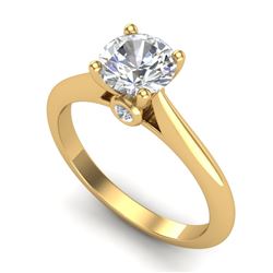 1.08 CTW VS/SI Diamond Solitaire Art Deco Ring 18K Yellow Gold - REF-361M8F - 37288