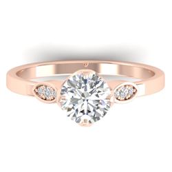 1.05 CTW Certified VS/SI Diamond Solitaire Art Deco Ring 14K Rose Gold - REF-278T8X - 30562