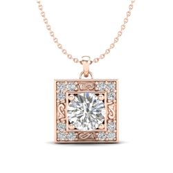 1.02 CTW VS/SI Diamond Solitaire Art Deco Necklace 18K Rose Gold - REF-200K2R - 37272