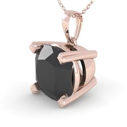3 CTW Cushion Black Diamond Designer Necklace 14K Rose Gold - REF-79Y6N - 38439