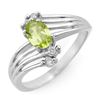Image 1 : 0.55 CTW Peridot & Diamond Ring 18K White Gold - REF-40Y2N - 13437