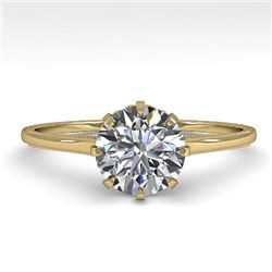 1.0 CTW Certified VS/SI Diamond Engagement Ring 18K Yellow Gold - REF-283F4M - 35740