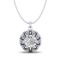 1.2 CTW VS/SI Diamond Art Deco Micro Pave Stud Necklace 18K White Gold - REF-220M2F - 36998