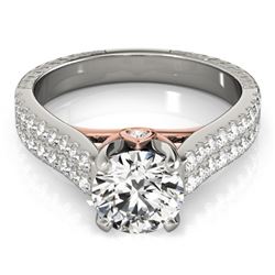 1.61 CTW Certified VS/SI Diamond Pave Ring 18K White & Rose Gold - REF-402R2K - 28100
