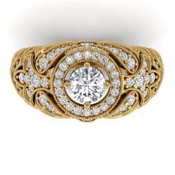 2.35 CTW Certified VS/SI Diamond Art Deco Halo Ring 14K Rose Gold - REF-293F3M - 30410