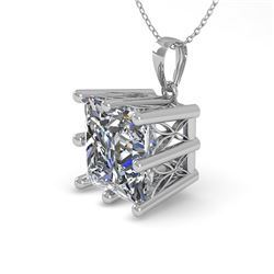 1 CTW VS/SI Princess Diamond Solitaire Necklace 18K White Gold - REF-285Y2N - 35868