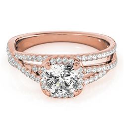 1 CTW Certified VS/SI Cushion Diamond Solitaire Halo Ring 18K Rose Gold - REF-183H3W - 27091