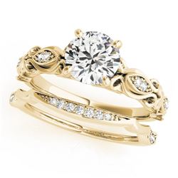 0.71 CTW Certified VS/SI Diamond Solitaire 2Pc Wedding Set Antique 14K Yellow Gold - REF-133M5F - 31