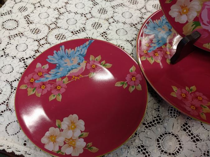 CHINA DISHES, SONGBIRD GARDEN BY ROSIE B. FARMER, DINNER PLATES, SALAD