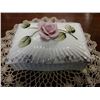 Image 1 : VINTAGE DRESSER TRINKET BOX WITH LID,HANDCRAFTED ROSE, GOLD TRIM, PORCELAIN