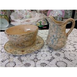 ANTIQUE ROSEVILLE POTTERY - "CORNELIAN" MUSH BOWL SET OF 3 PIECES