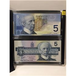 2002/1986 Canada $5 Bills (2) Identical S/N's; Bird Series