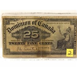 1900 Dominion of Danada Twenty-Five Cent Bill
