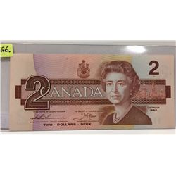 1986 Bk of Canada Two Dollar Bill; Thiessen/Crowe; SN EGM 7301829