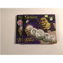 2001 Canada ReelCoinz Shrek Sets (2) - 5 Medallions in each