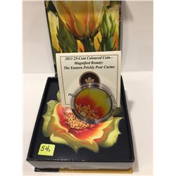 2013 Canada Twenty-five Cent Coloured Coin - Eastern Prickly Pear Cactus