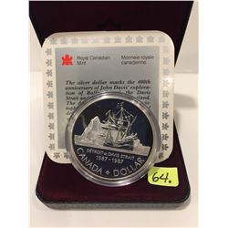 1987 Canada One Dollar Proof Coin; Davis Strait (.375 Troy oz Silver)